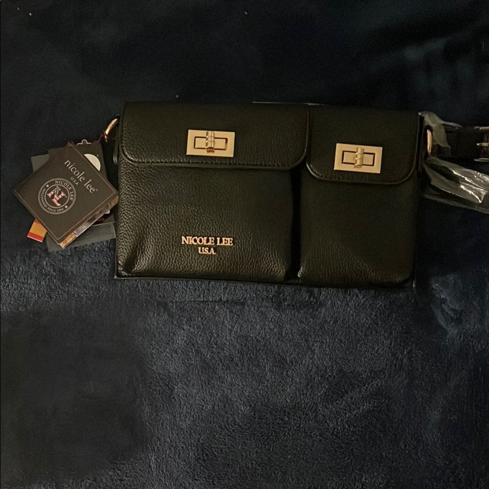 Rare Nicole Lee Black Waist or Crossbody Bag Sleek Design